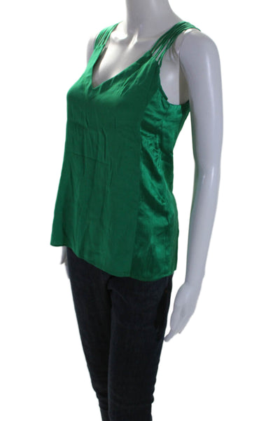 Nanette Lepore Womens Silk Charmeuse Strappy V-Neck Camisole Pine Green Size XS