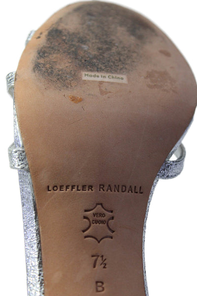 Loeffler Randall Womens Metallic Leather Slingback Sandals Silver Size 7.5US