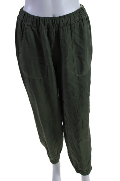 Stateside Womens Elastic Waistband High Rise Straight Leg Pants Green Size Small