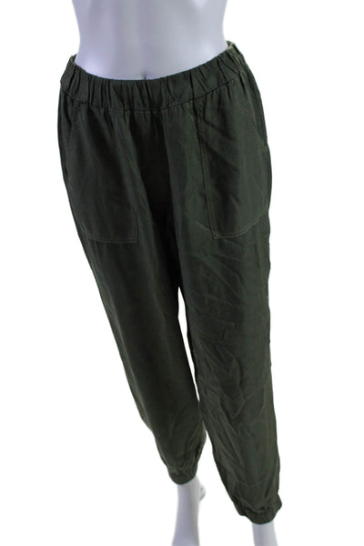 Stateside Womens Elastic Waistband High Rise Straight Leg Pants Green Size Small