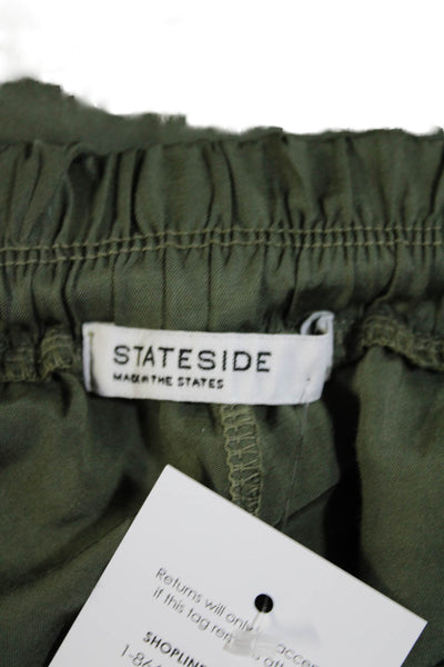 Stateside Womens Elastic Waistband High Rise Straight Leg Pants Green Size Small