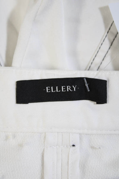 Ellery Womens Zipper Fly High Rise Wide Leg Pants White Cotton Size 6