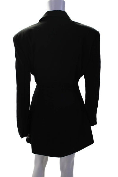 Danielle Bernstein Womens Cut Out Collared Long Sleeve Dress Black Size S