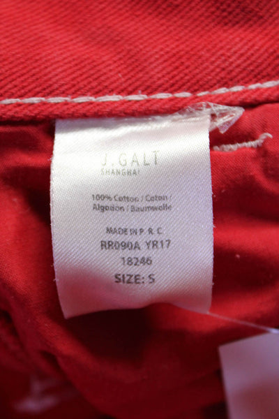 J. Galt Womens Cotton 5 Pocket High-Rise Button Closure Tapered Pants Red Size S