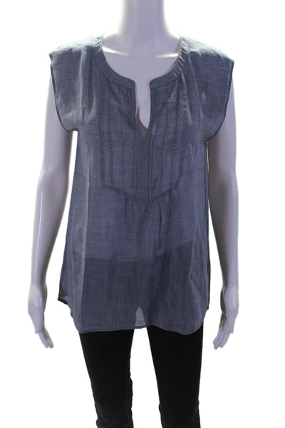 Trina Turk Women's Round Neck Sleeveless Workwear Blouse Dusty Gray Size P