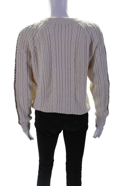 The Reeds Women's Crewneck Long Sleeves Cable-Knit Pullover Sweater Beige Size S