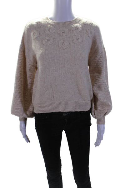 BB Dakota Steve Madden Women's Round Neck Long Sleeves Sweater Beige Size S