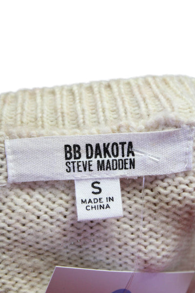 BB Dakota Steve Madden Women's Round Neck Long Sleeves Sweater Beige Size S