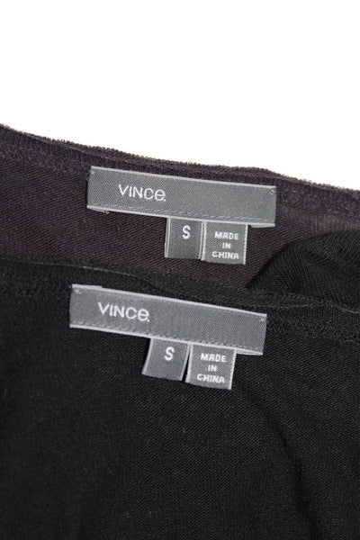 Vince Womens Dark Plum Silk Scoop Neck Long Sleeve Blouse Top Size S lot 2