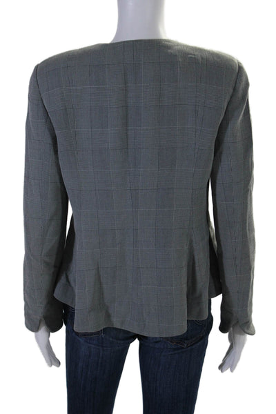 Giorgio Armani Le Collezioni Womens Three Button Plaid Jacket Gray Size 8