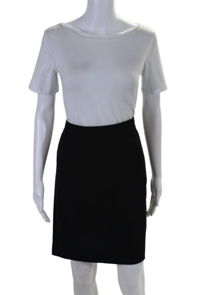 Giorgio Armani Womens Side Zip Knee Length Pencil Skirt Black Wool Size IT 42