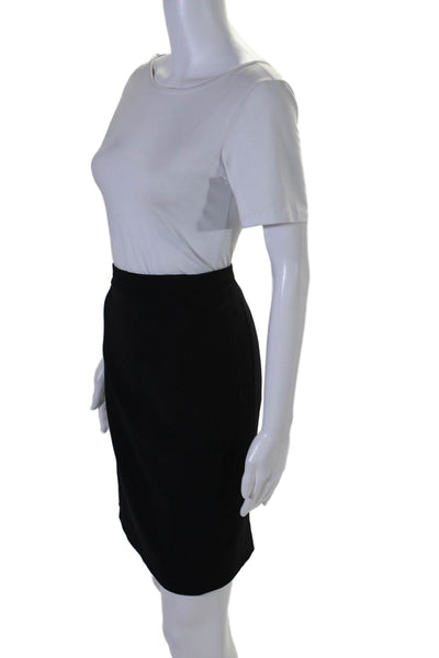 Giorgio Armani Womens Side Zip Knee Length Pencil Skirt Black Wool Size IT 42