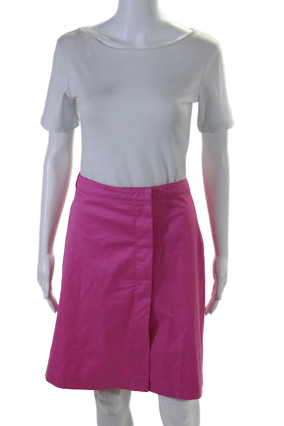 Akris Punto Womens Side Button Knee Length Pencil Skirt Pink Cotton Size 6