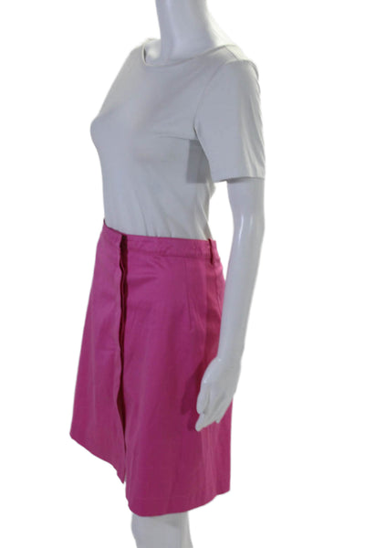 Akris Punto Womens Side Button Knee Length Pencil Skirt Pink Cotton Size 6