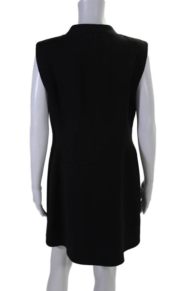 BCBGMAXAZRIA Womens Sleeveless V Neck Wrap Shift Dress Black Size Large