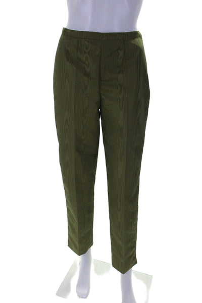 Max Mara Womens Side Zip Tapered Leg Dress Pants Green Size Small