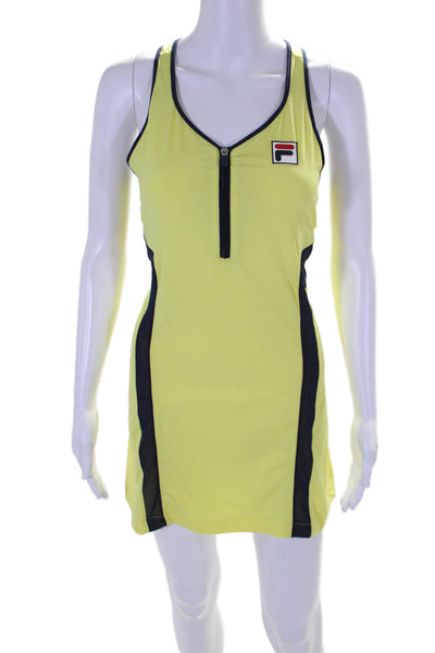 Fila Womens Stretch Round Neck Sleeveless Zip Up Activewear Dress Yellow Size S