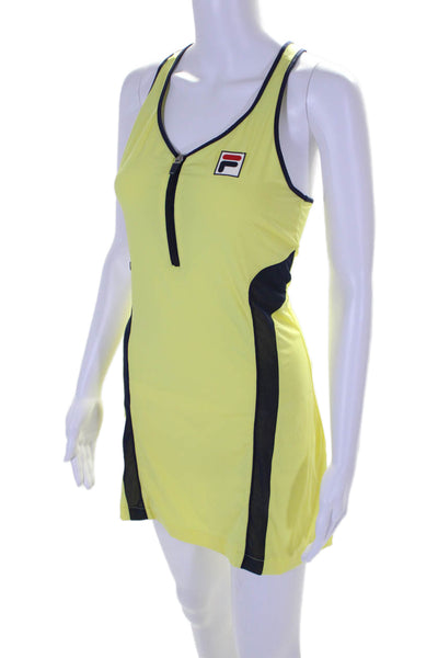 Fila Womens Stretch Round Neck Sleeveless Zip Up Activewear Dress Yellow Size S