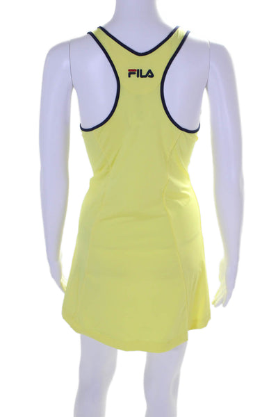 Fila Womens Stretch Round Neck Sleeveless Zip Up Activewear Dress Yellow Size S