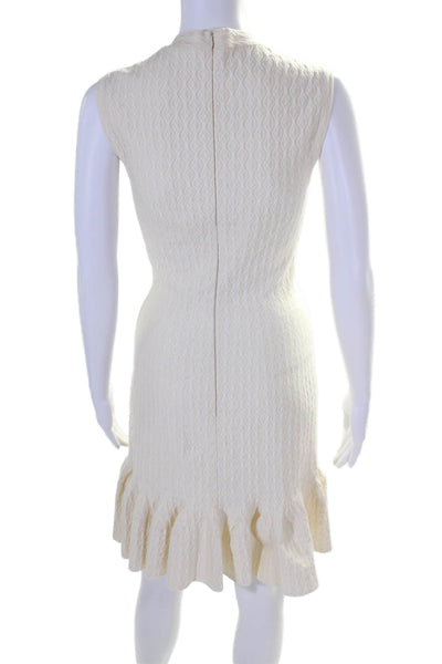 Alaia Womens Stretch Wool Blend Scoop Neck Sleeveless Zip Up Dress Beige Size 38