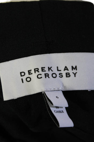 10 Crosby Derek Lam Womens Linen Belted High Rise Slim Leg Pants Black Size 6