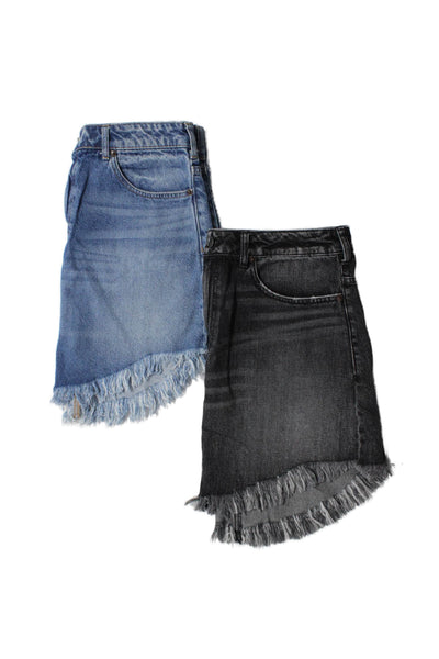 We The Free Womens Blue Medium Wash Distress Mini Denim Skirt Size 31 lot 2