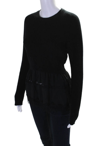 No21 Womens Black Wool Crew Neck Long Sleeve Pullover Sweater Top Size M