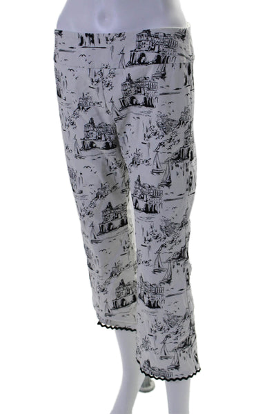 Elliott Lauren Women's Pull-On Straight Leg Ankle Pants Landscape Print Size 8