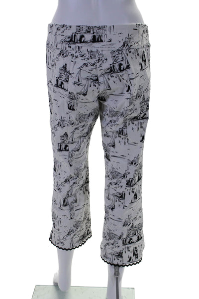 Elliott Lauren Women's Pull-On Straight Leg Ankle Pants Landscape Print Size 8