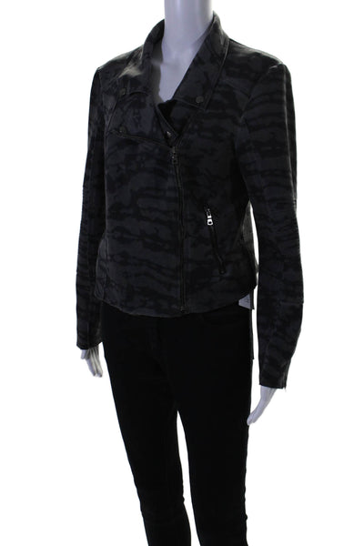 Marrakech Women's Collared Long Sleeves Full Zip Moto Jacket Black Size L