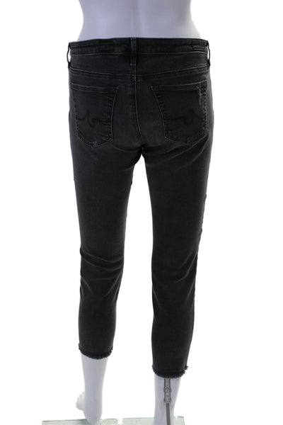 AG Adriano Goldschmied Womens The Stilt Cigarette Crop Jeans Black Size 28