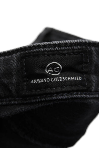 AG Adriano Goldschmied Womens The Stilt Cigarette Crop Jeans Black Size 28
