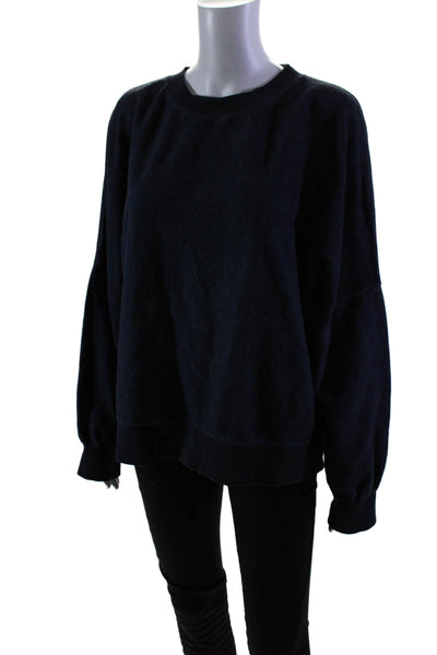 Something Navy Womens Cotton Crew Neck Pullover Sweatshirt Top Navy Size L