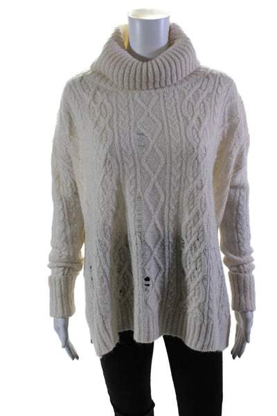 Free People Womens Knit Long Sleeve Pullover Turtleneck Sweater Top Cream Size S