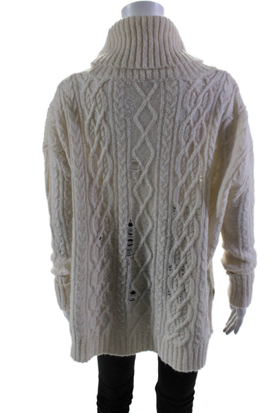 Free People Womens Knit Long Sleeve Pullover Turtleneck Sweater Top Cream Size S