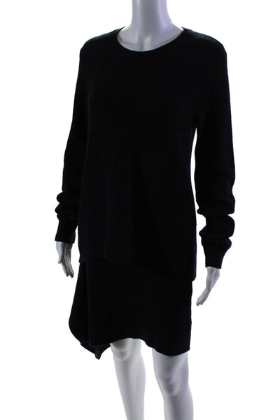 Bailey 44 Womens Round Neck Long Sleeve Pullover Sweater Dress Navy Size M