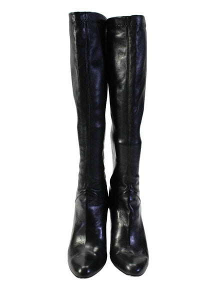 Cole Haan Womens Leather Round Toe Pull On Knee High Boots Black Size 7.5B