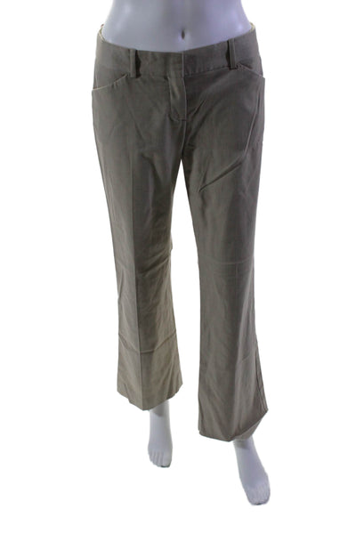 Theory Womens Zipper Fly Mid Rise Pleated Flare Leg Pants Brown Wool Size 2