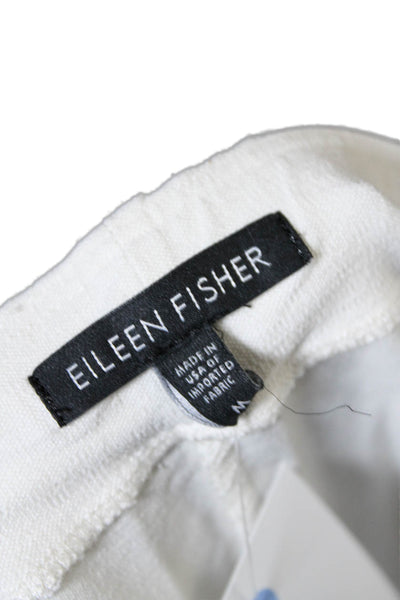 Eileen Fisher Womens Elastic Waistband Straight Leg Knit Pants White Size Medium