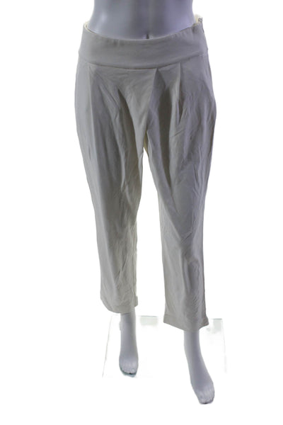 Peserico Womens Side Zip High Rise Straight Leg Trouser Pants White Size IT 44