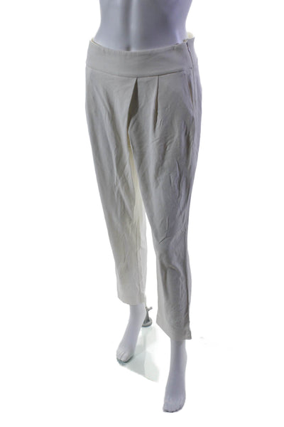 Peserico Womens Side Zip High Rise Straight Leg Trouser Pants White Size IT 44