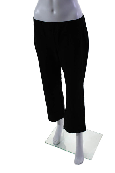 Eileen Fisher Womens Elastic Waistband Straight Leg Pants Black Size Medium