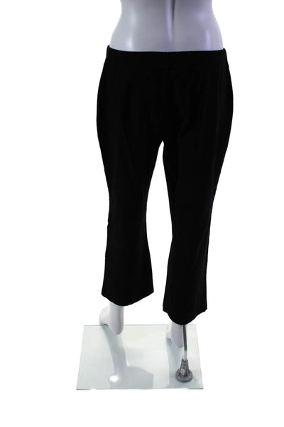 Eileen Fisher Womens Elastic Waistband Straight Leg Pants Black Size Medium