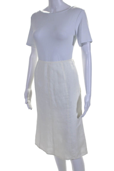 Luisa Spagnoli Womens Side Zip Knee Length Linen A Line Skirt White Size IT 42