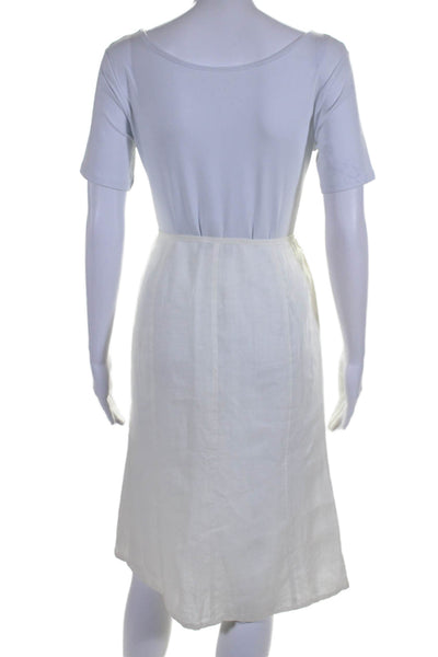 Luisa Spagnoli Womens Side Zip Knee Length Linen A Line Skirt White Size IT 42