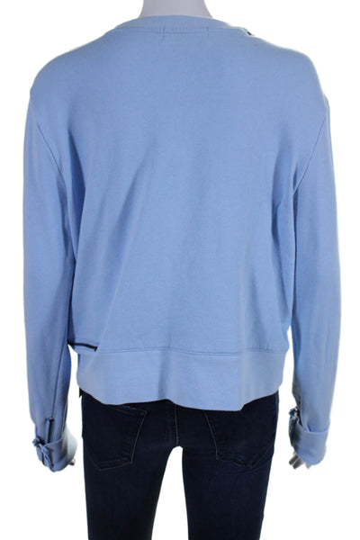 Soul Cycle Wiomens Zipper Neck Pullover Sweatshirt Sky Blue Cotton Size Medium