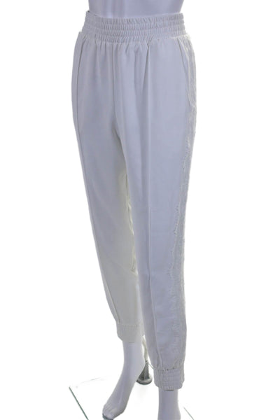 Wayf Womens Lace Trim Pull On High Rise Harem Pants Porcelain White Size Small