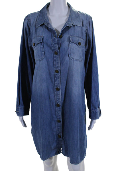 Two by Vince Camuto Womens Button Down Shirt Dress Blue Size Extra Large