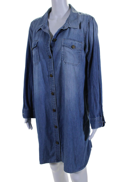 Two by Vince Camuto Womens Button Down Shirt Dress Blue Size Extra Large