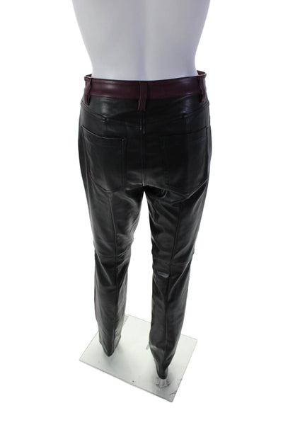 AFRM Faux Leather Cropped Top Pleated Straight Pants Set Purple Black Size 25